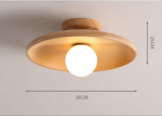 Japanese Wood Ceiling Light Fixture – Zen Style Flush Mount Lamp for Living Room