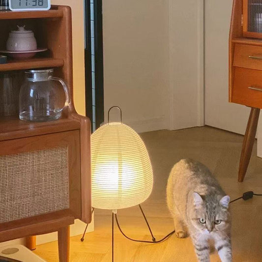 Japanese Washi Paper Floor Lamp – Wabi-Sabi Style Ambient Night Light