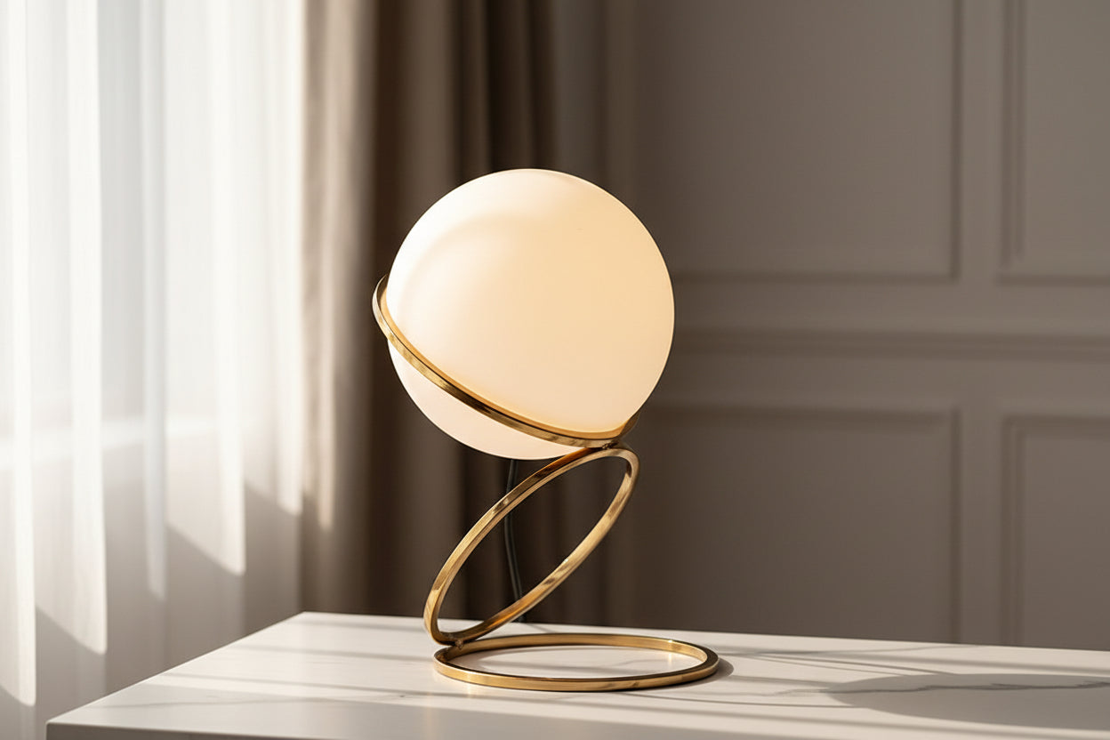 Globe Metal Spiral Table Lamp – Modern Decorative Bedside Lamp for Living Room