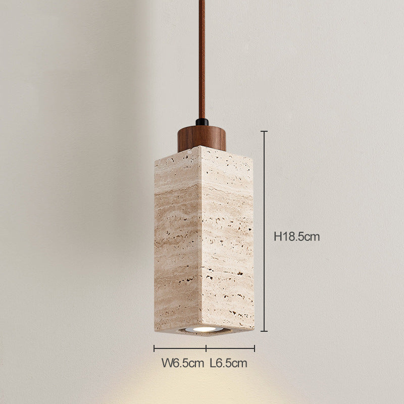 Scandinavian Travertine Pendant Lamp – Stone Hanging Light for Minimalist Interiors