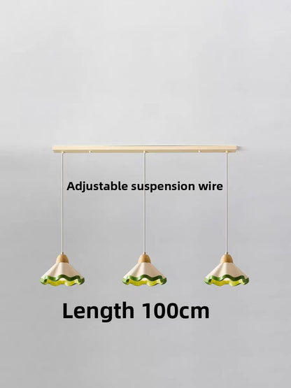 Nordic Hand-Painted Scalloped Resin Lampshade Pendant Light  – Vintage Pendant Light for Living Room & Bedroom