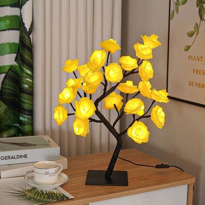 Artificial Rose Tree Night Light – LED Floral Decorative Lamp for Bedroom