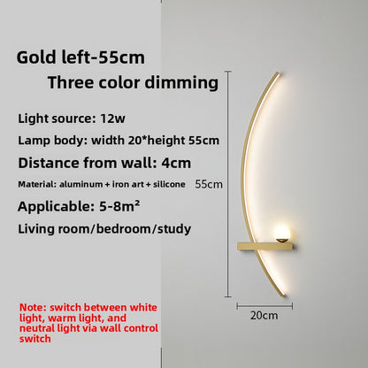 Crescent Moon LED Wall Lamp – Modern Bedroom Wall Sconce with Adjustable Arm