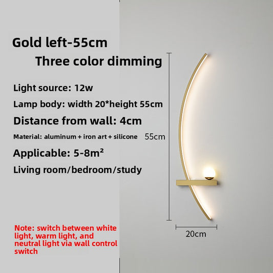 Crescent Moon LED Wall Lamp – Modern Bedroom Wall Sconce with Adjustable Arm