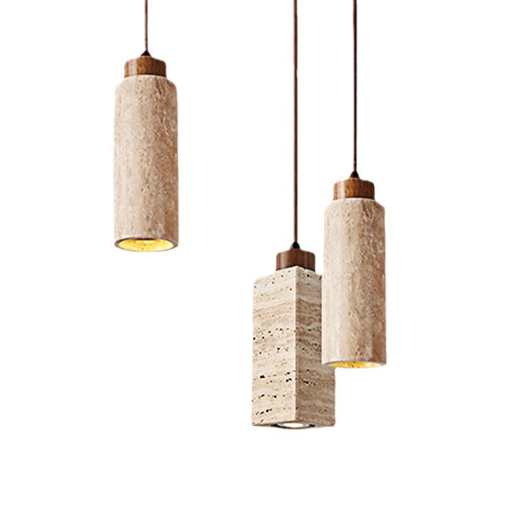 Scandinavian Travertine Pendant Lamp – Stone Hanging Light for Minimalist Interiors