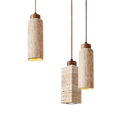 Scandinavian Travertine Pendant Lamp – Stone Hanging Light for Minimalist Interiors