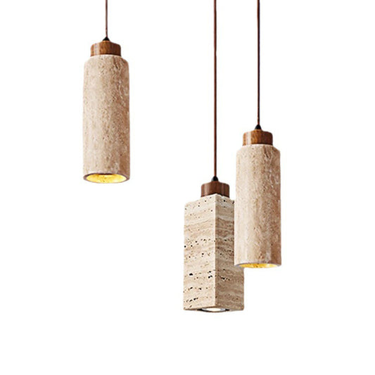 Scandinavian Travertine Pendant Lamp – Stone Hanging Light for Minimalist Interiors