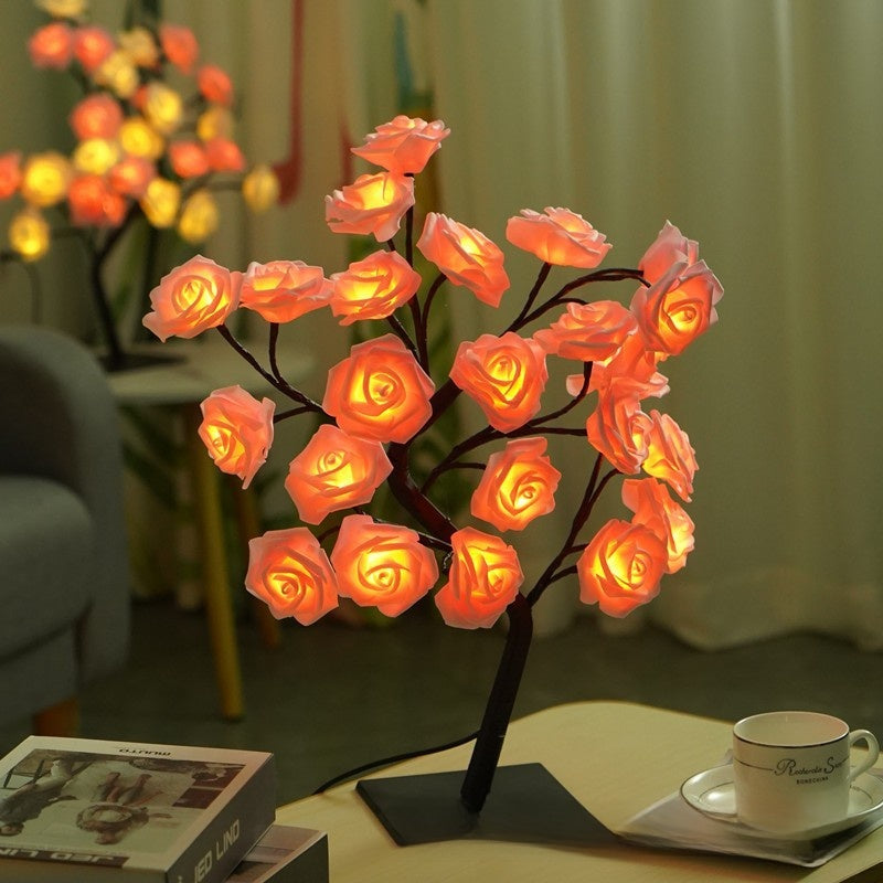 Artificial Rose Tree Night Light – LED Floral Decorative Lamp for Bedroom