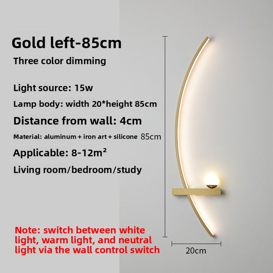 Crescent Moon LED Wall Lamp – Modern Bedroom Wall Sconce with Adjustable Arm