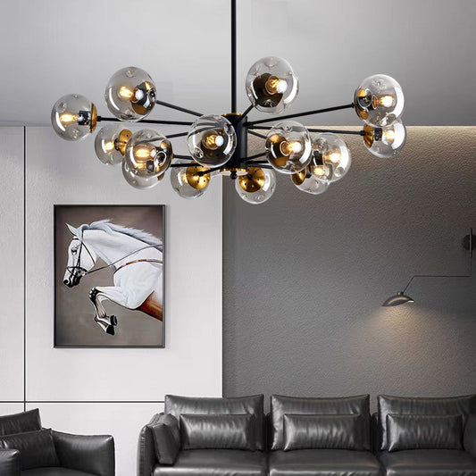 Scandinavian Glass Globe Chandelier – Multi-Ball Ceiling Light for Dining Room