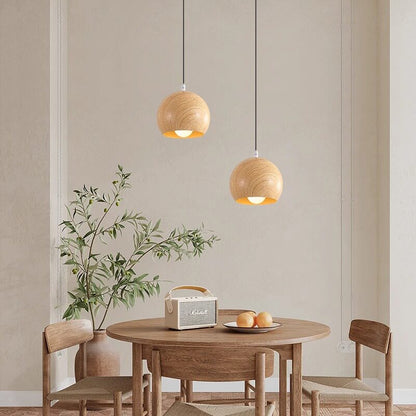 Minimalist Wood Grain Pendant Light