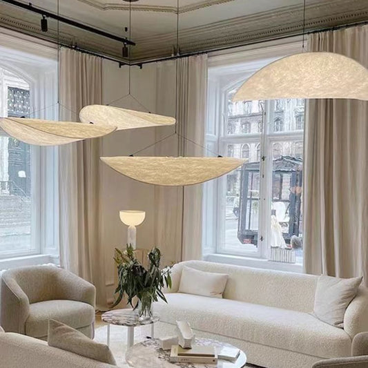 Woven Rice Paper Chandelier – Nordic Sculptural Pendant Light for Dining Room