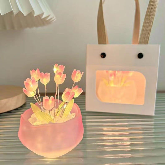 Tulip Flower Pot Night Light – Colorful LED Ambient Lamp for Bedroom & Living Room