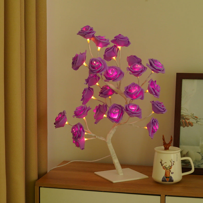 Artificial Rose Tree Night Light – LED Floral Decorative Lamp for Bedroom