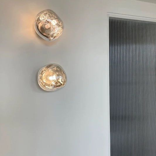 Scandinavian Lava Glass Wall Lamp – Nordic Art Glass Wall Sconce for Living Room