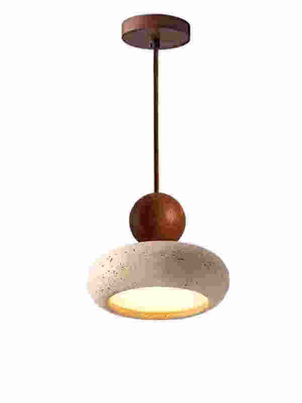 Natural Travertine Stone Pendant Light – Organic Hanging Lamp for Dining Room