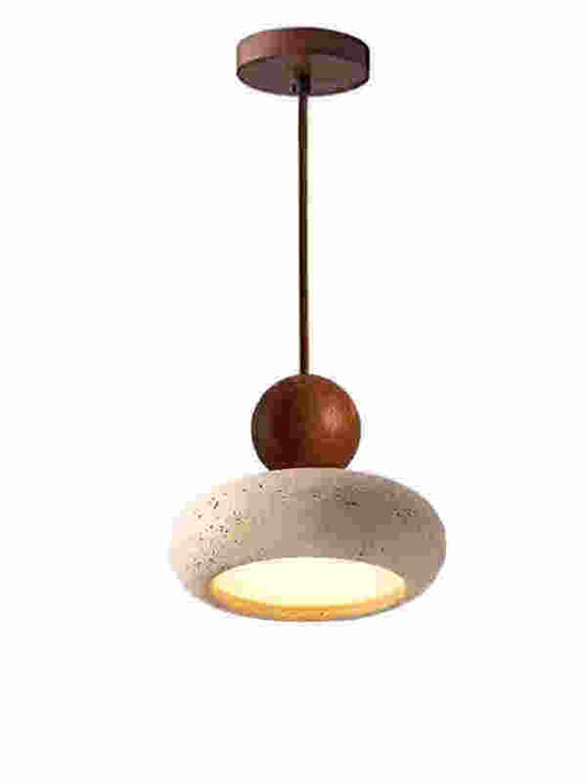 Natural Travertine Stone Pendant Light – Organic Hanging Lamp for Dining Room