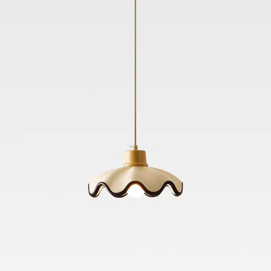 Nordic Hand-Painted Scalloped Resin Lampshade Pendant Light  – Vintage Pendant Light for Living Room & Bedroom