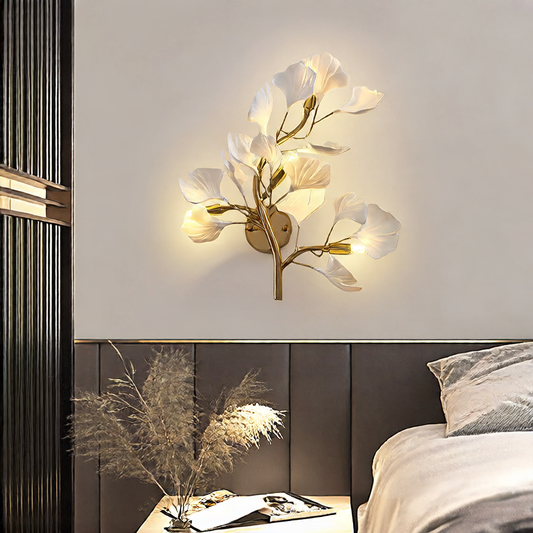 Ginkgo Leaf Wall Sconce – Minimalist Decorative Indoor Wall Light for Living Room