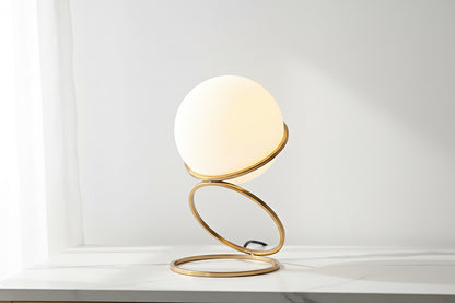 Globe Metal Spiral Table Lamp – Modern Decorative Bedside Lamp for Living Room