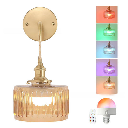 Vintage Japanese Kinshi Wall Sconce – Antique Brass Wall Light for Bedroom