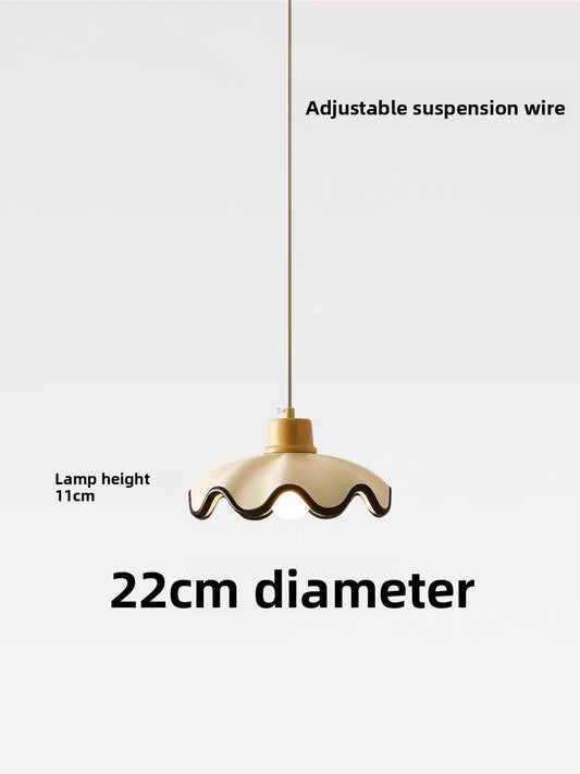 Nordic Hand-Painted Scalloped Resin Lampshade Pendant Light  – Vintage Pendant Light for Living Room & Bedroom