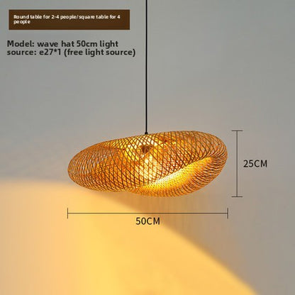 Handcrafted Woven Bamboo Pendant Lamp – Natural Eco Hanging Light for Dining Room