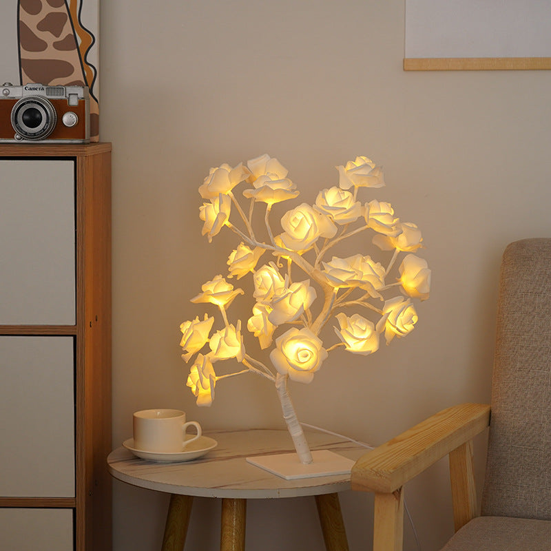 Artificial Rose Tree Night Light – LED Floral Decorative Lamp for Bedroom