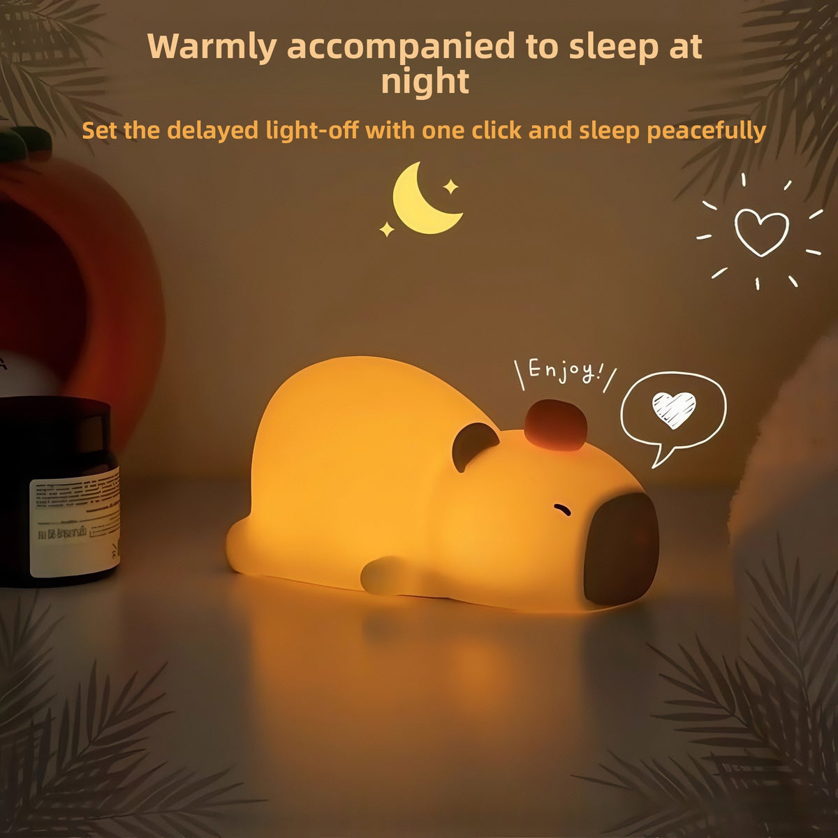 Capybara Silicone Night Light – Cute Animal LED Lamp for Kids Bedroom