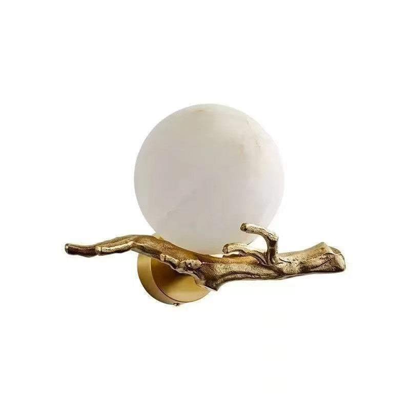 Wabi-Sabi Natural Marble Wall Sconce – Japanese Minimalist Stone Wall Light