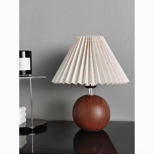 Scandinavian Pleated Fabric Table Lamp – Nordic Pleated Shade Bedside Lamp