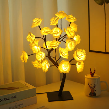 Artificial Rose Tree Night Light – LED Floral Decorative Lamp for Bedroom