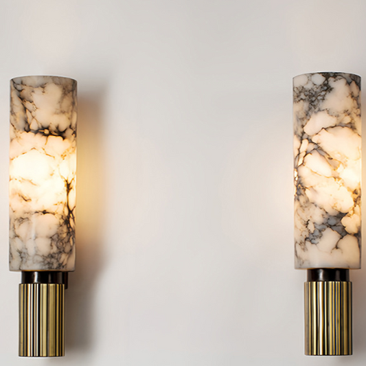 Copper Marble Wall Sconce Cloud Stone Lampshade – Luxury Stone & Metal Wall Light for Living Room & Bedroom