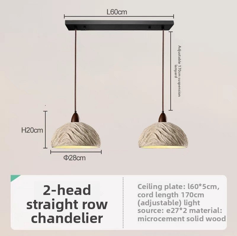 Cement and Wood Pendant Lamp – Industrial Retro Hanging Light for Kitchen Island or Dining Table