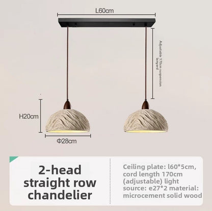 Cement and Wood Pendant Lamp – Industrial Retro Hanging Light for Kitchen Island or Dining Table