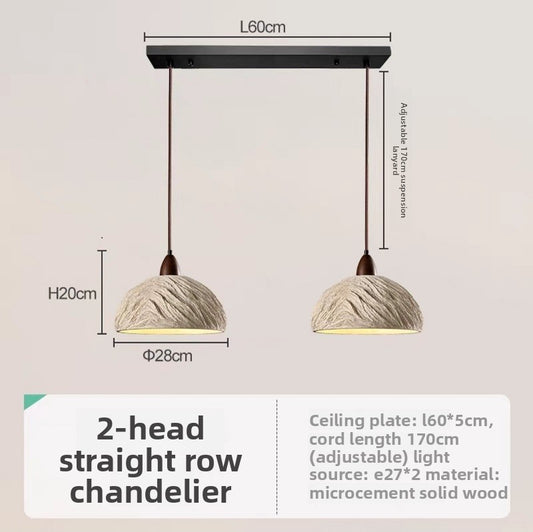 Cement and Wood Pendant Lamp – Industrial Retro Hanging Light for Kitchen Island or Dining Table
