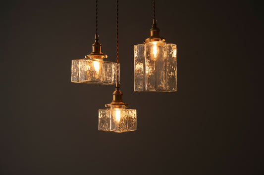 Japanese Vintage Brass Chandelier – Kinshi Style Ceiling Light for Dining Room