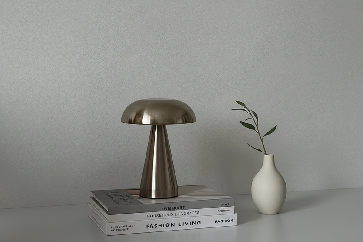 Mushroom Touch Table Lamp – Danish Minimalist LED Bedside Lamp with Dimmer