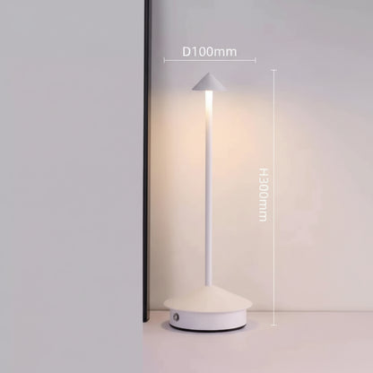 Cordless Brass Cone Table Lamp – Rechargeable Minimalist LED Bedside Light