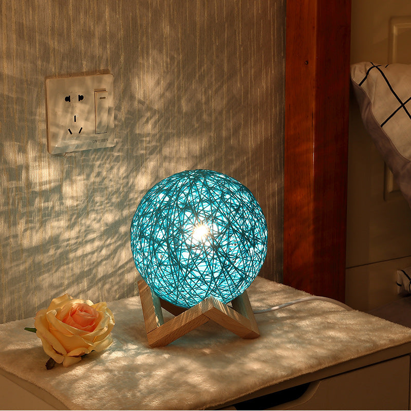 Bamboo Natural Fiber Night Light – Warm Glow Bedside Lamp for Bedroom