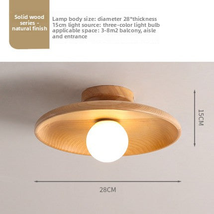 Japanese Wood Ceiling Light Fixture – Zen Style Flush Mount Lamp for Living Room