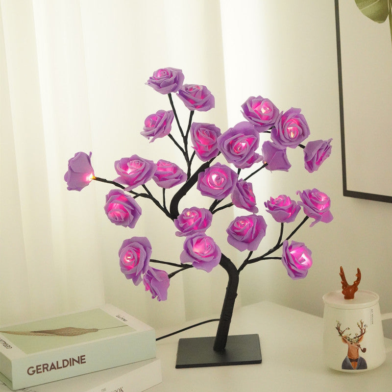 Artificial Rose Tree Night Light – LED Floral Decorative Lamp for Bedroom