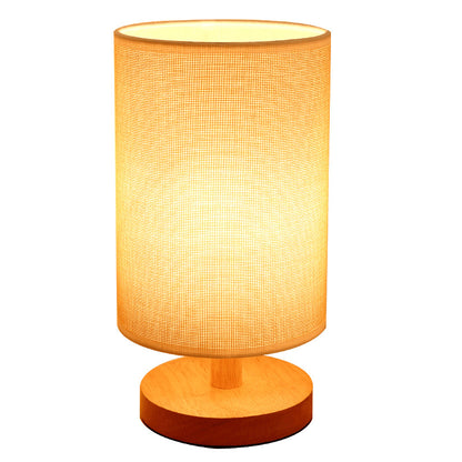 Nordic Wood & Fabric Table Lamp – Scandinavian Bedside Lamp for Bedroom