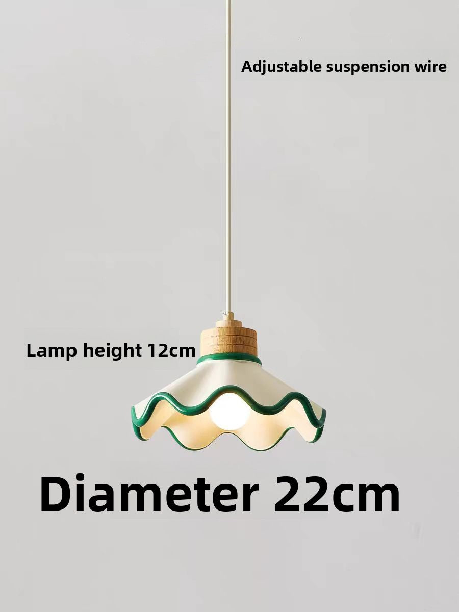 Nordic Hand-Painted Scalloped Resin Lampshade Pendant Light  – Vintage Pendant Light for Living Room & Bedroom