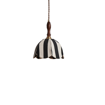 French Cream Pendant Light – Elegant Fabric Hanging Lamp for Bedroom & Dining Room