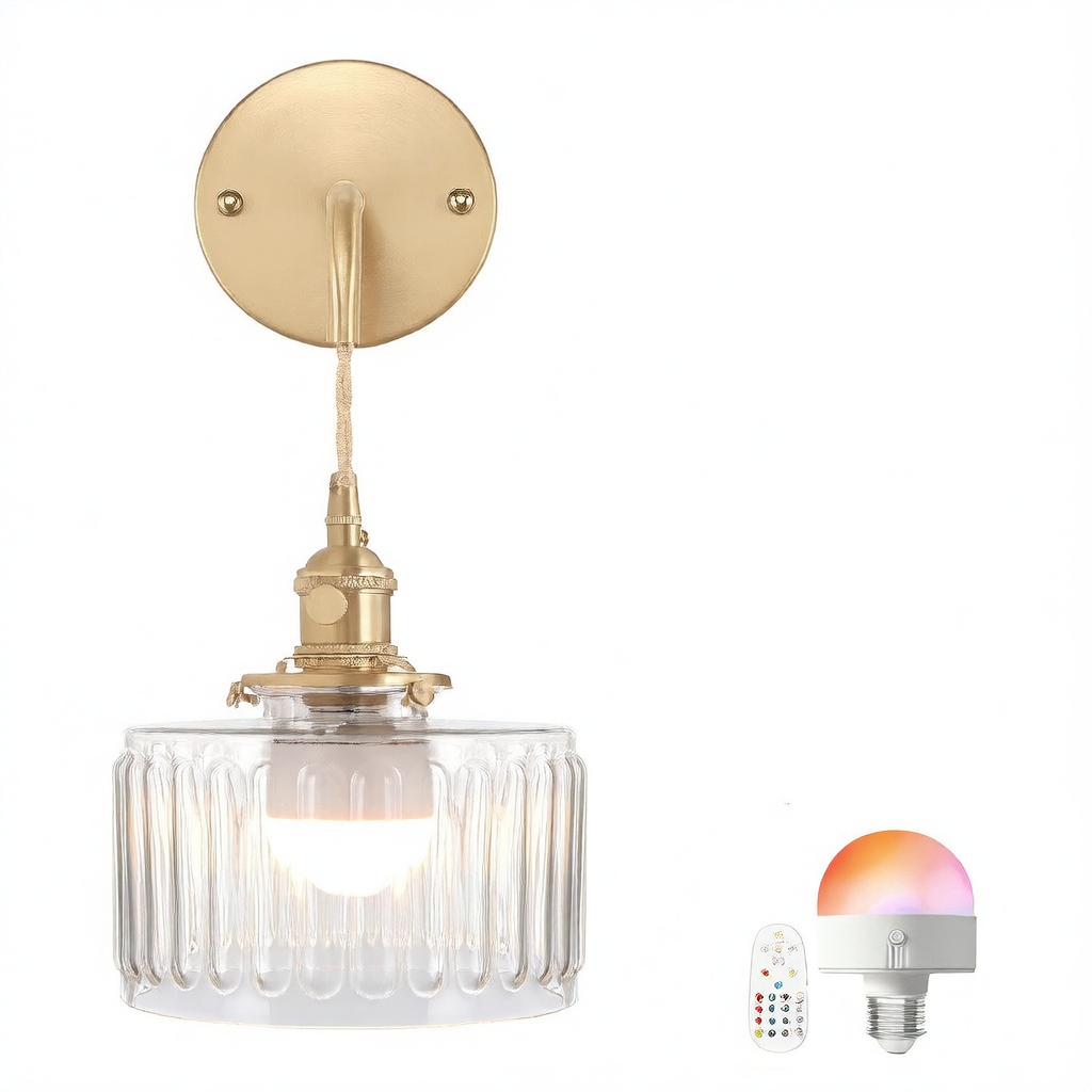 Vintage Japanese Kinshi Wall Sconce – Antique Brass Wall Light for Bedroom