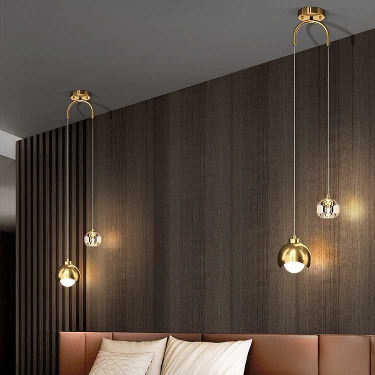 Modern Design Crystal Lampshade Bedside Pendant Lights – Luxury LED Lights for Bedroom & Living Room