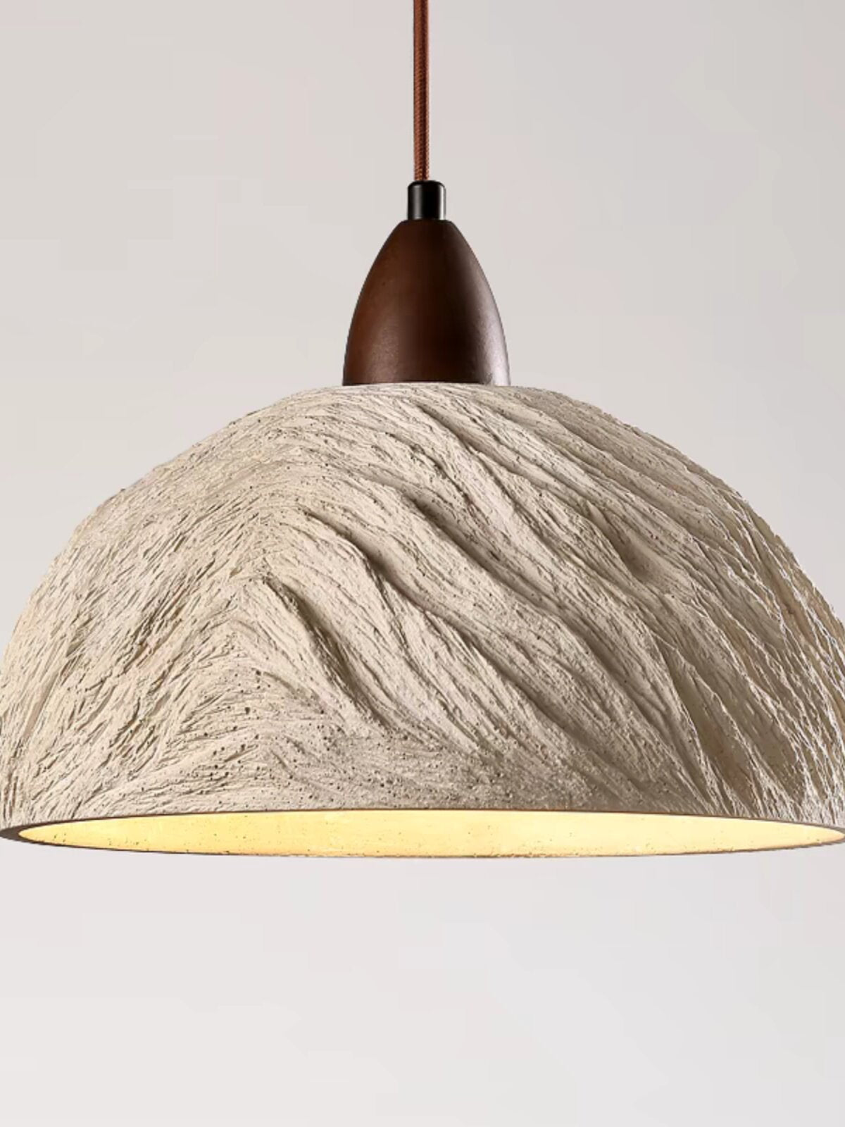 Cement and Wood Pendant Lamp – Industrial Retro Hanging Light for Kitchen Island or Dining Table