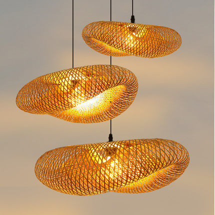 Handcrafted Woven Bamboo Pendant Lamp – Natural Eco Hanging Light for Dining Room