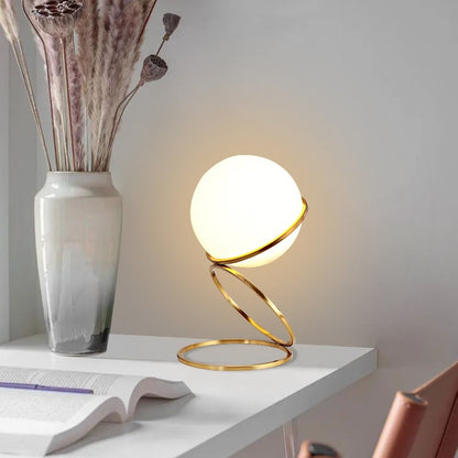 Globe Metal Spiral Table Lamp – Modern Decorative Bedside Lamp for Living Room